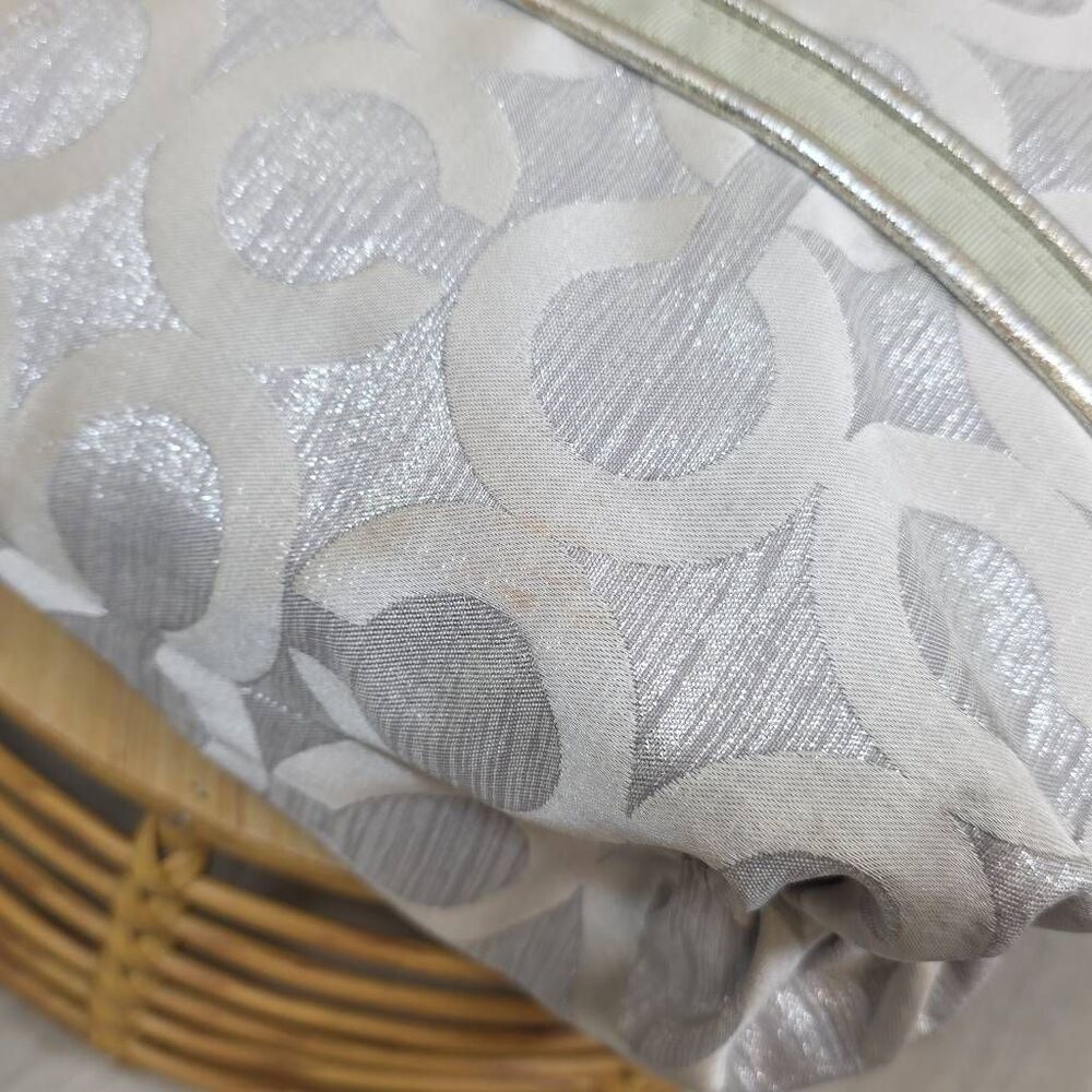 Coach Poppy Glam Tote Bag G0973-14439 – Shimmer Silver Op Art Metallic Signature - Picture 6 of 16